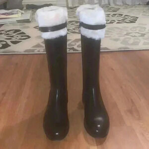 Gallucci Tall Leather Fur Trim Boots